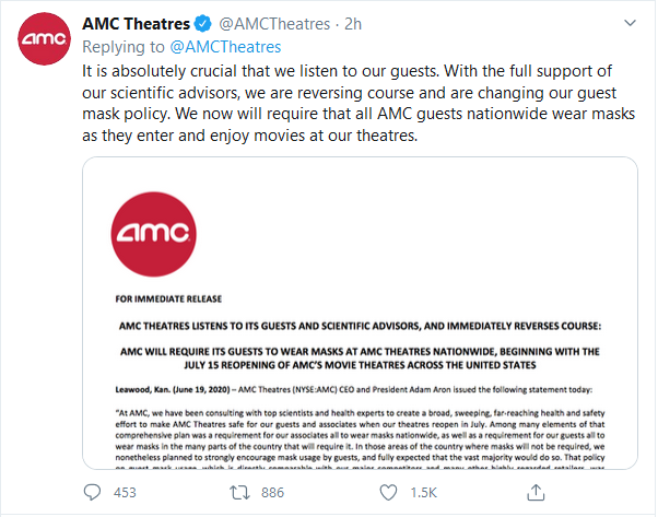 AMC Theaters Re-Opening
